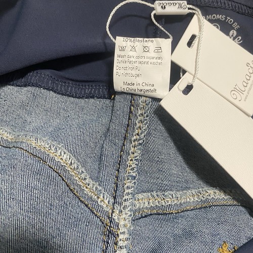 Maacie Blue Maternity Distressed Jeans High Waist Whole Pregnancy Denim Pants XL - Picture 6 of 6