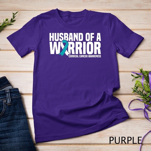 Camiseta unisex para hombre Marido de un guerrero concientización sobre el cáncer de cuello uterino - Imagen 11 de 16