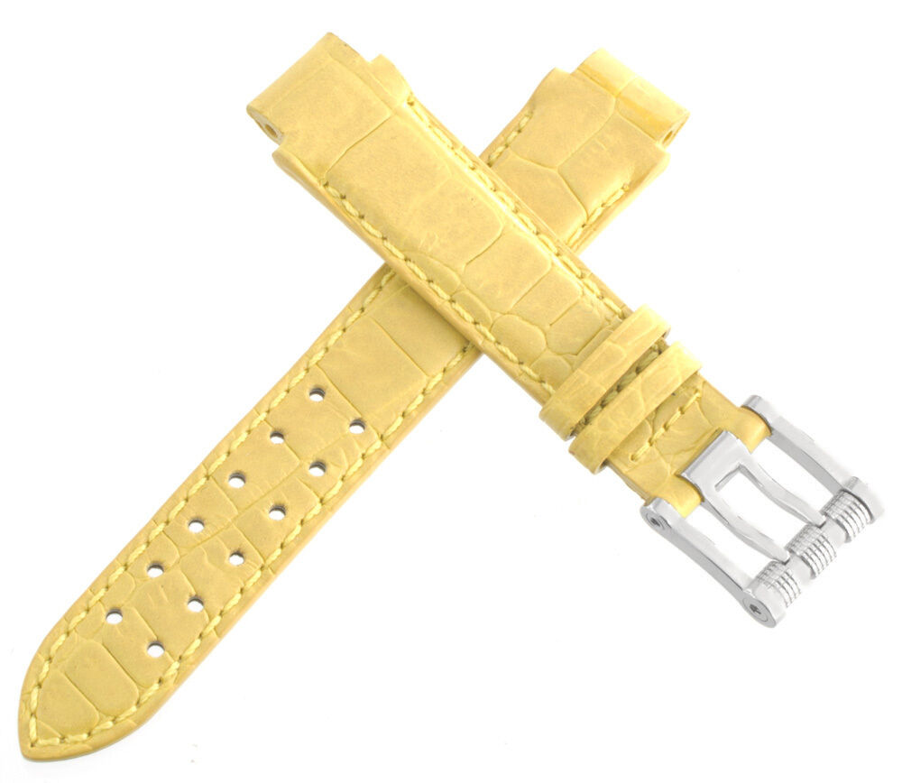 NEW! Aquanautic Womens 13mm Yellow Leather Watch Band W/ Stainless Steel Buckle