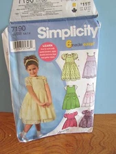 simplicity 7190 bb 5,6,7,8 girls childs dress,