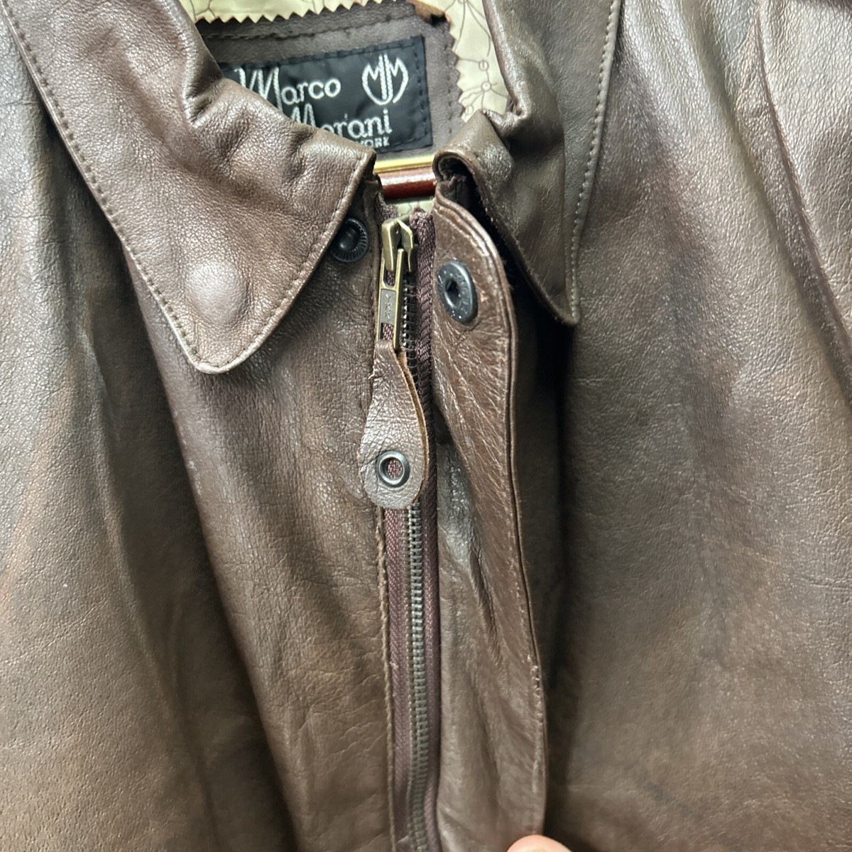 Vintage Marco Morani Milano - New York Brown Leather zip up jacket