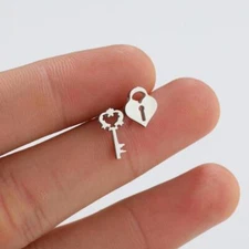 2pairs stainless steel key and Lock earrings, 4 colors Jewelry Wholesale FJS152