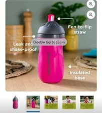 Tommee Tippee Insulated Non-Spill Straw Cup 9oz, 12 Months, 1 Count Sporty...