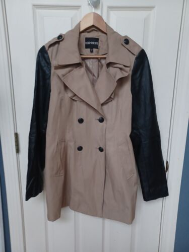 EXPRESS Womens Medium Faux Leather Sleeve Jacket … - image 1