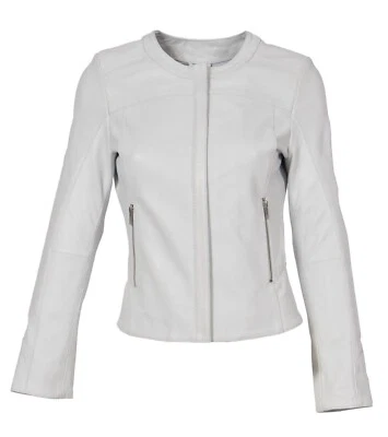 Stylische Trendige Damen Lederjacke Echtes Weiches Schafsleder Motorradjacke - Bild 1 von 4