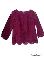 RSVP By Talbots lace/embroidered Formal Blouse size S Purple