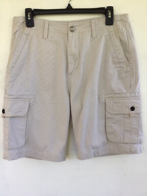 Quiksilver Cargo Shorts, Mens 30, Off White Color, Pockets, Belted