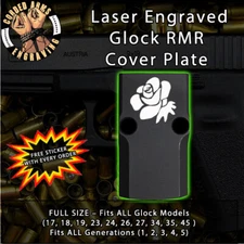 Rose -  Laser Engraved RMR Cover Plate for Glock 19 17 23