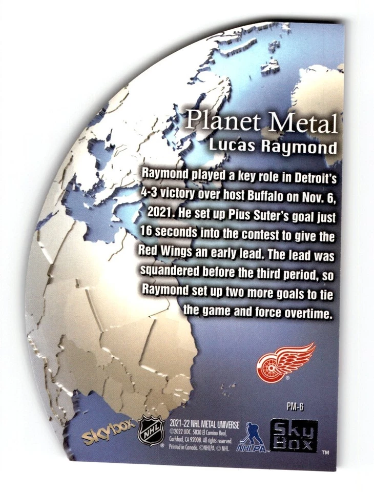 2021-22 Skybox Metal Universe Planet Lucas Raymond Rookie #PM-6 Detroit Red - Image 2 of 2