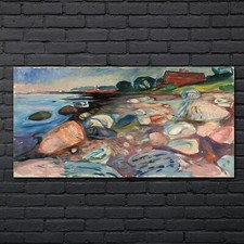 Ufer mit rotem Haus 140x70 Acrylglasbild Plexiglas Wandbild