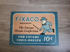 Vintage Fixaco 10 Cent Unique Throat Confection Cardboard Store Sign 