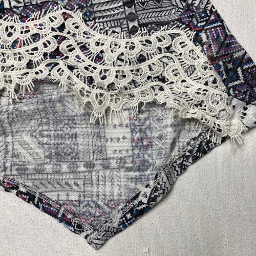Self Esteem Womens Vest sz S Blue Aztec Open Lightweight Lace Lined Hi Low Hem - Picture 9 of 24