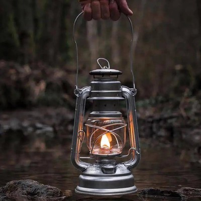 New Firehand Feuerhand Hurricane Galvanized Silver Lantern for Camping Oil Lamp