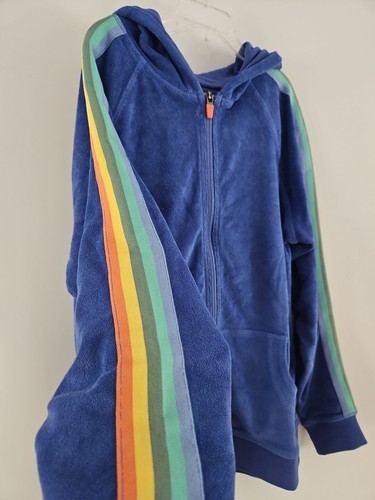 NWOT HANNA ANDERSSON FRENCH BLUE FULL ZIP LOOP TERRY HOODIE COVERUP 130 8 $54 - Picture 2 of 6