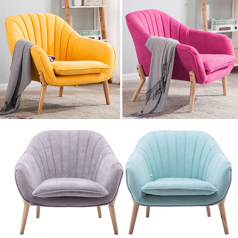 Modern Teal Blue Yellow Gray Fabric Cushion Siting Tub Chair Armchair Occasional