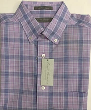 New Daniel Cremieux Casual Short Sleeve Shirt Lavender Plaids Size L $19.75