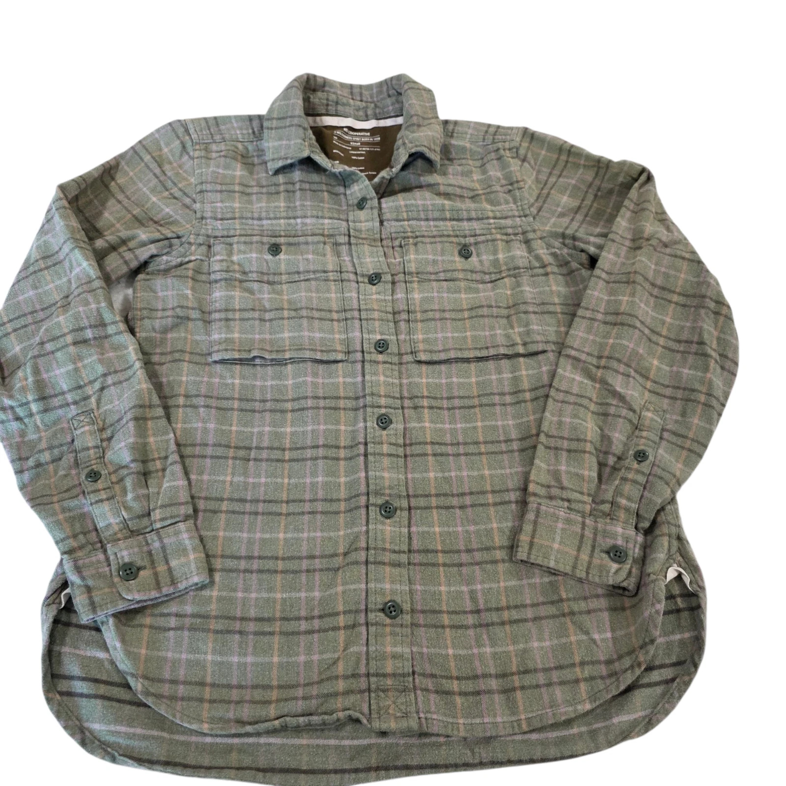 REI Cooperative Button Up Shirt Mens Gray XS Plaid Flannel Cotton Wild Outdoor
