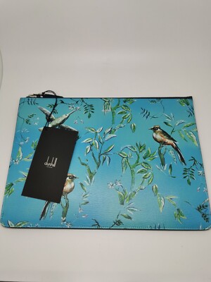 Dunhill Aquarium Blue Skies Reißverschluss Leder Folio/Dokumentenhalter Brandneu mit Etikett UVP £595