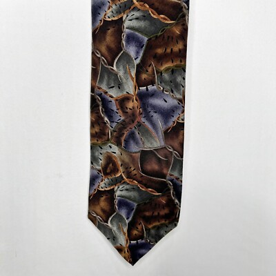 Christopher Reeve Collection Neck Tie 3 ¾  Silk Dana Reeve Brown Gray Green USA
