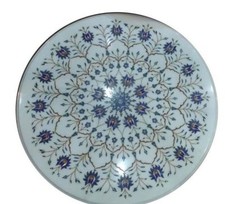 18 " Rund Weißer Marmor Kaffee Table Top Pietra Dura Inlay Wohnzimmer Dekor