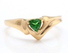 0.25 Carat Natural Tsavorite Garnet in 14K Solid Yellow Gold Ring