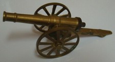 VINTAGE Solid Heavy Brass Civil War Cannon 8" Long Ref 3