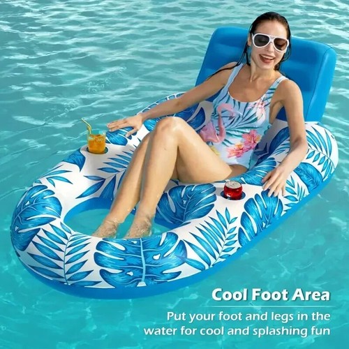 Pool Lounger - Pool Float - Mesh Seat and Foot Area - 2 Cup Holders - Picture 2 of 3
