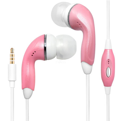 Pink Color 3.5mm Earphones Handsfree  Remote Control with Mic. Stereo Headset