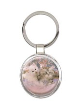 Cat : Gift Round Keychain Cute Kitten Pet Animal Feline Pets Lover Mom Dad