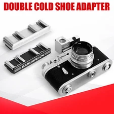 New Aluminum 2 in 1 Double Cold Shoe One to Two Camera Adapter Mount 60mm