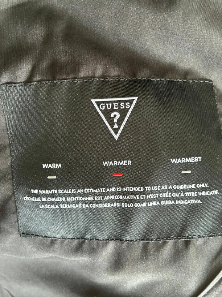 Guess long black coat puffer ladies size small - Image 4 of 4