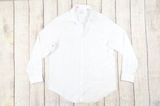 CALVIN KLEIN WHITE LARGE 16.5 STEEL SLIM HERRINGBONE BUTTON FRONT SHIRT DEFECT