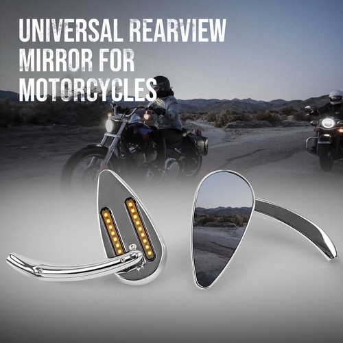 Motorcycle Mirrors with Brake & Turn Signal Rear LED Mirror Teardrop 8mm 10mm - Picture 5 of 10