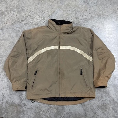 Gap Jacket Mens Medium Beige Nylon Hooded Full Zip Insulated Outdoor Windbreaker