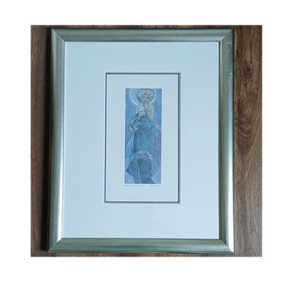 Alphonse Mucha Kunstdruck Mond The Moon 1902 Papier Porträt gerahmt