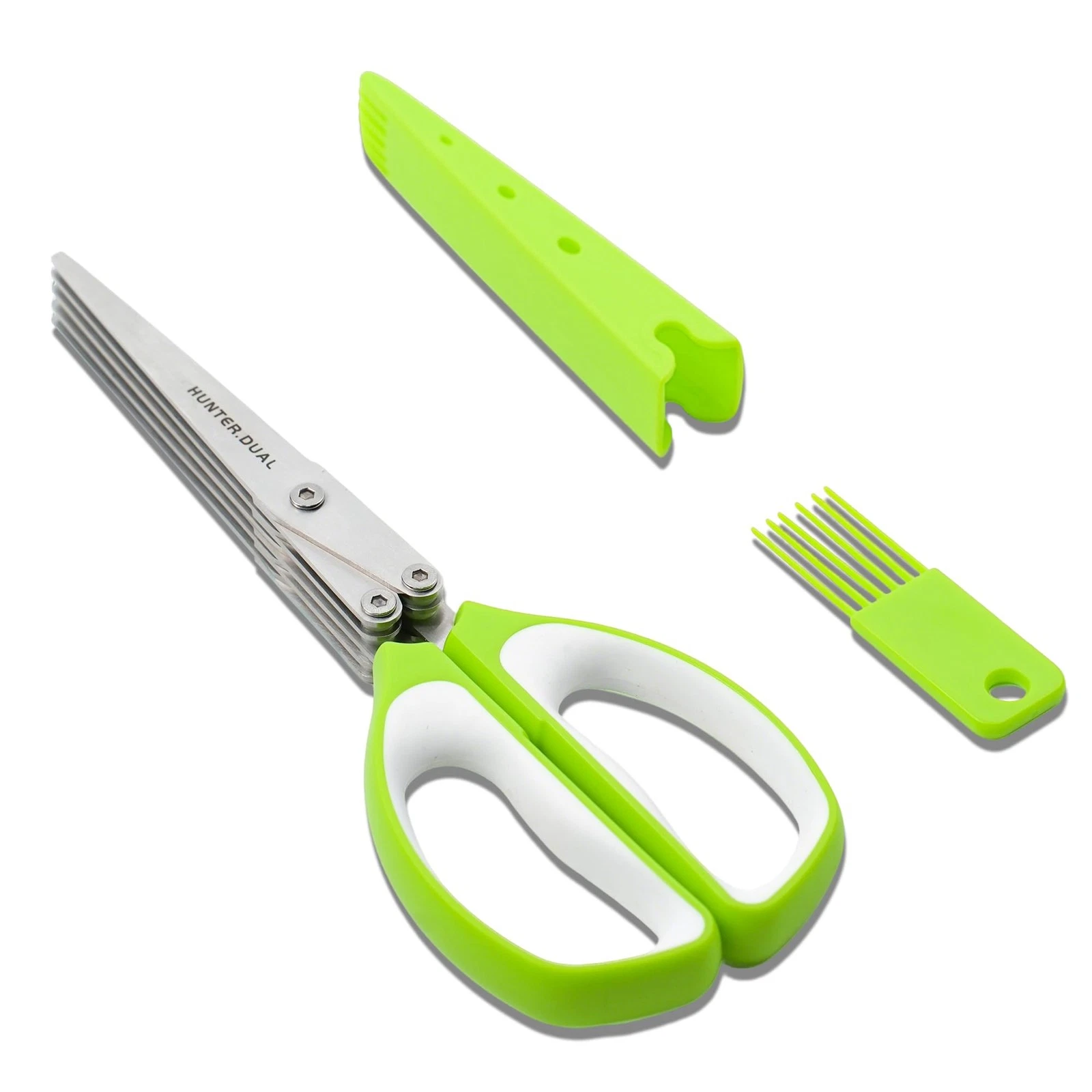5 Blades Herb Scissors - Professional Kitchen Shears with Safety Cover for Cu...