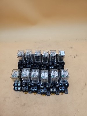 LOT OF 12 Omron LY2N 24VDC Relays with Bases