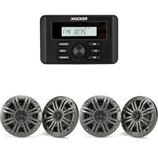 Kicker 46KMC3 Marine Gauge-Style Source 2 Pairs 45KM44 4" Marine Speak...