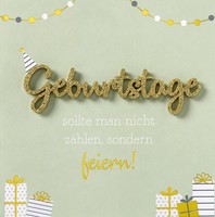 Geburtstag - Lettering - Quadratische GlüCkwunschkarte Mit Applikation Im Format