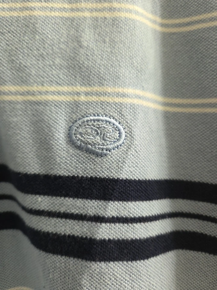 Oscar by Oscar de La Renta Para Hombres Azul Blanco Rayas Polo Manga Corta Med Foto 4 de 4