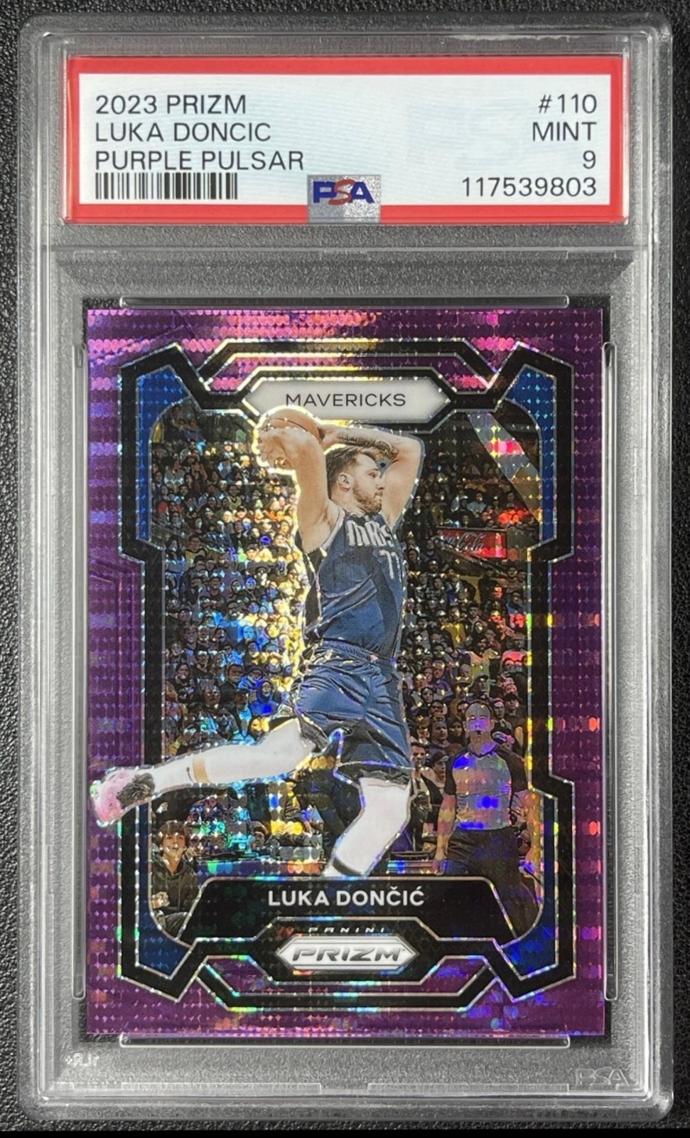 2023 Panini Prizm Luka Doncic PSA 9#110 PURPLE PULSAR 04/35