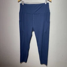 MoCo Boutique Leggings Women’s 1XL Blue High Rise Stretch Pocketed Lounge Pants