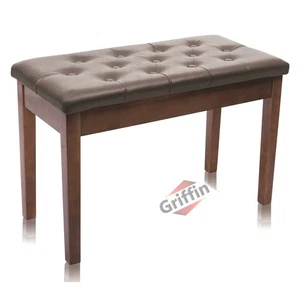 GRIFFIN Tabouret de guitare en cuir brun Piano Banc en bois