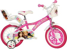 Image of 16 Love Barbie Bike for Girls with Training Wheels Doll Basket Dino Bikes