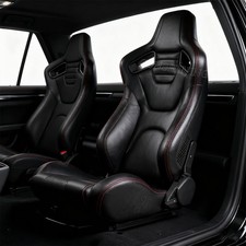 Pair Reclinable Racing Seats Lr Car Pvc Leather Sports Seat With Slider-black