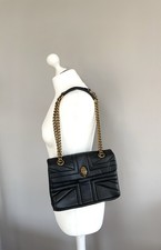 Borsa Kurt Geiger London Kensington Union Jack in pelle nera catena oro