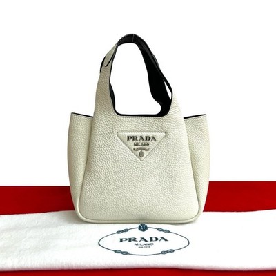 Prada Leather Handbag Women White One Size