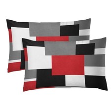 Set of 2 Red Black and Grey Throw 20" x 12" Pack of 2 Geometric Red Black