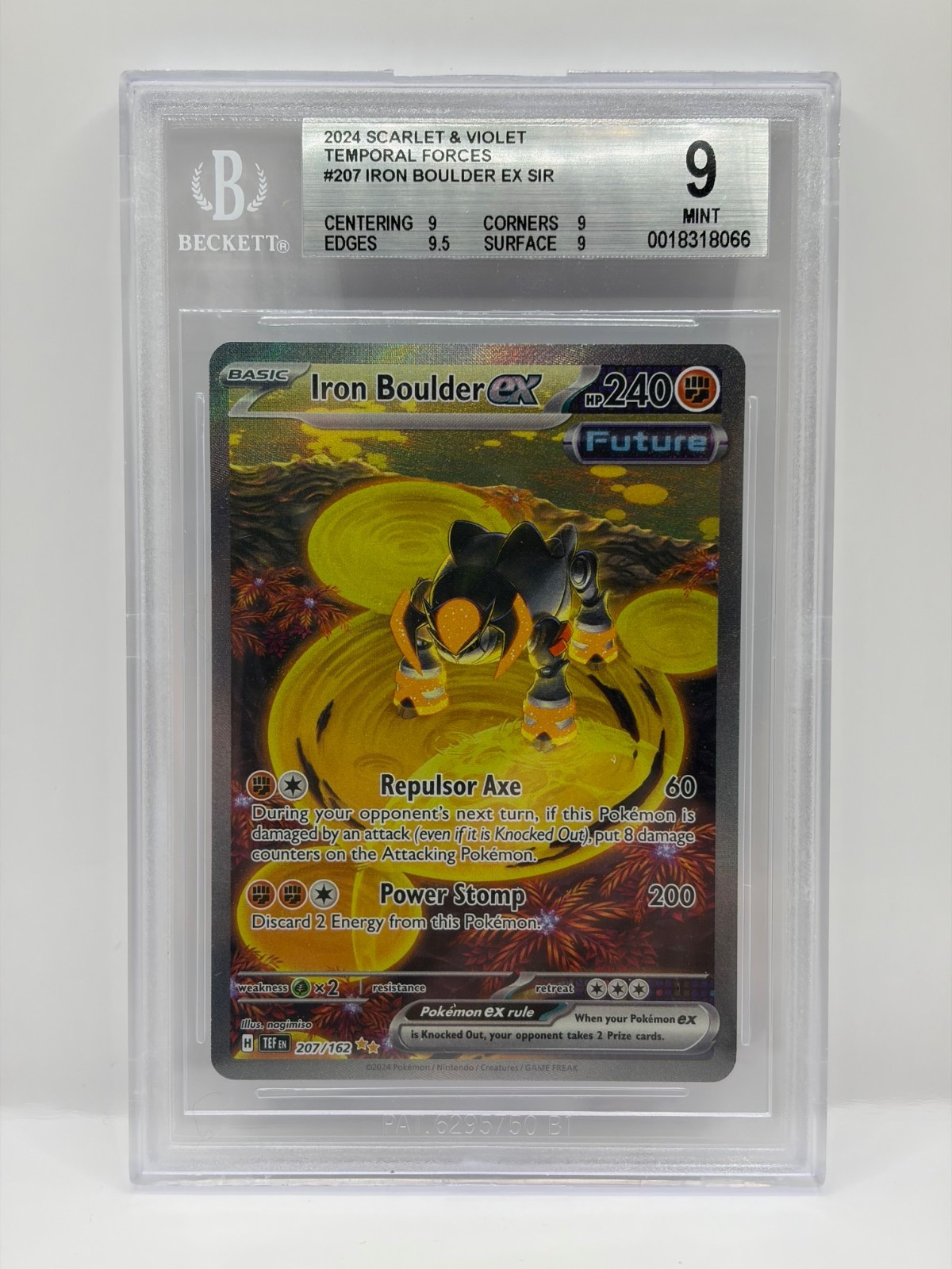 Iron Boulder EX Temporal Forces 207/162 GRADED BECKETT MINT 9 Pokémon TCG