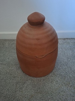 Großer Terrakotta Bienenstock Topf Vorratsdose Kochen Küche mit Deckel 30 cm hoch 